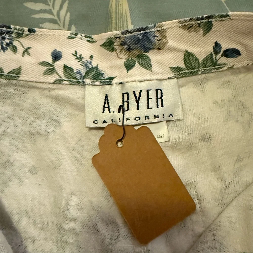 VINTAGE Y2K 90s AMY BYER Blue Floral White Denim Skort Waist Size 7 - Picture 8 of 10